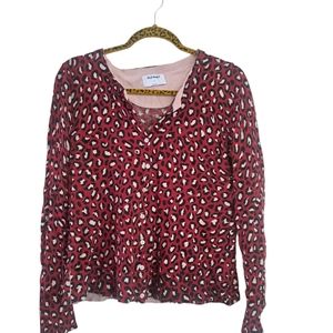 Red leopard cardigan old navy small
